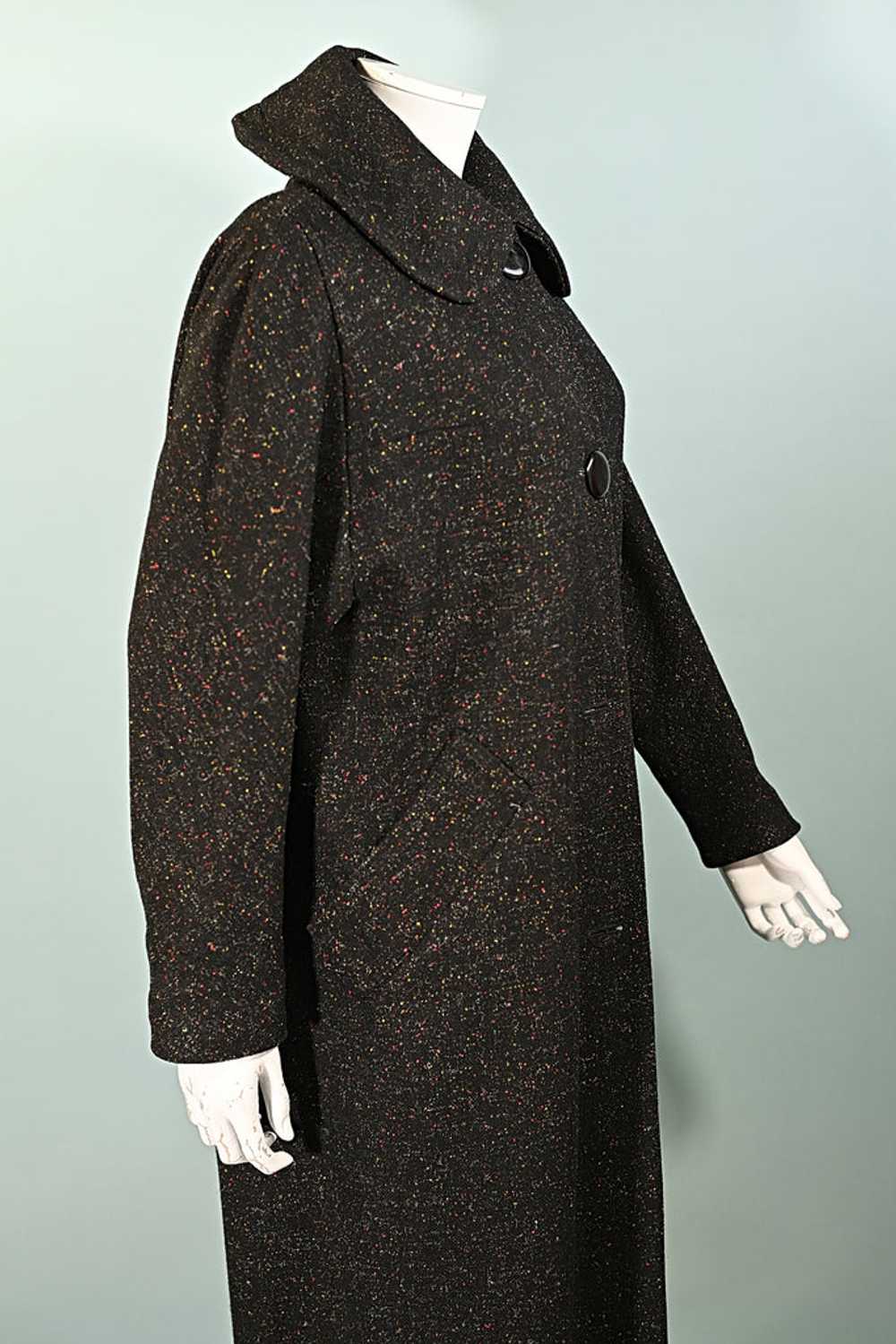 Vintage 50s Black Flecked Wool Coat, Relaxed Fit … - image 8