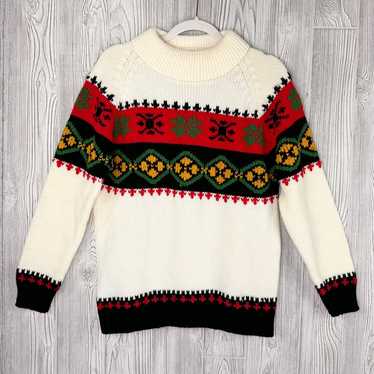vintage 60’s Christmas sweater L holiday ski swea… - image 1