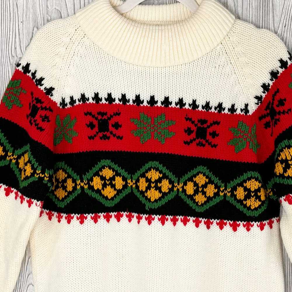 vintage 60’s Christmas sweater L holiday ski swea… - image 2