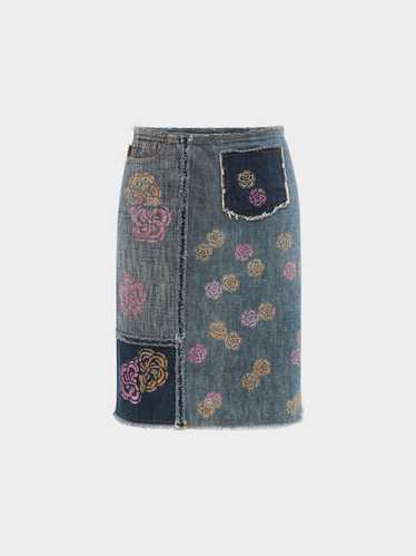 Moschino Jeans 1990s Floral Printed Denim Skirt