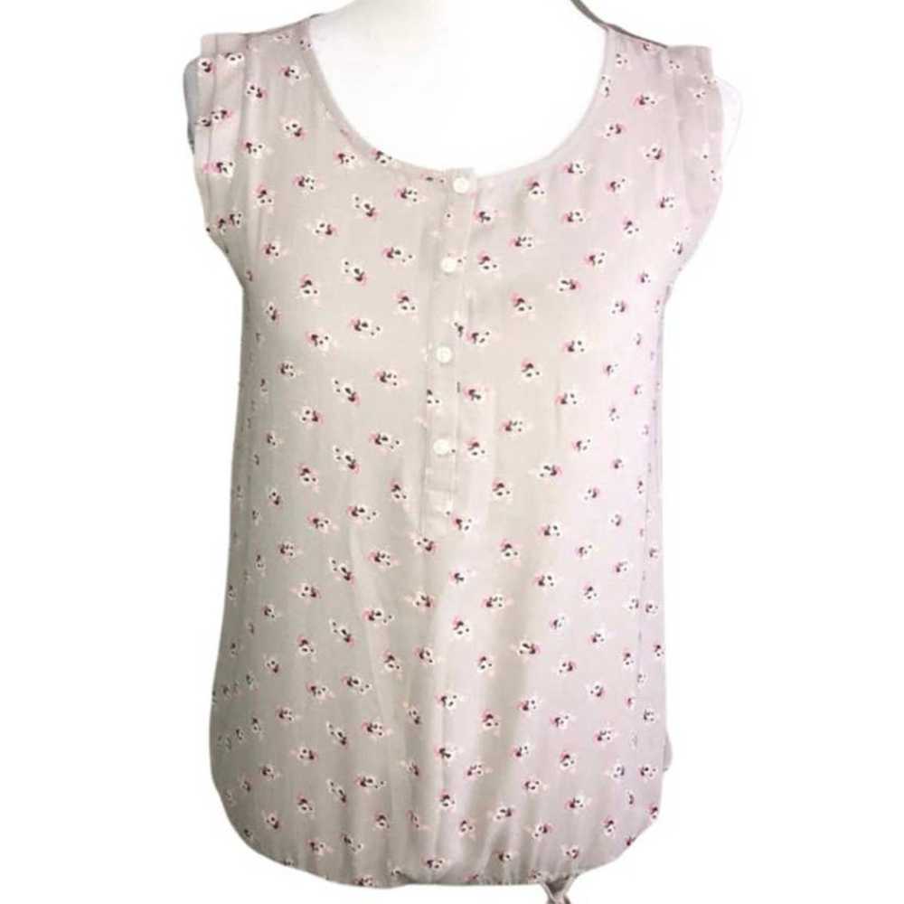 LOFT LIGHT GRAY WITH PINK & CREAM FLORAL DESIGN T… - image 1