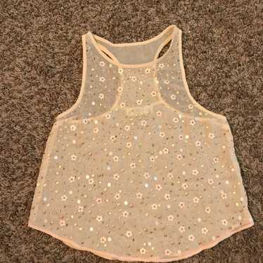 Vintage Abercrombie and Fitch flower sequin sheer… - image 1