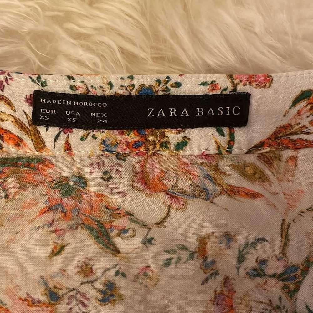 Zara Floral Dress XS midi mini short sleeve flora… - image 2