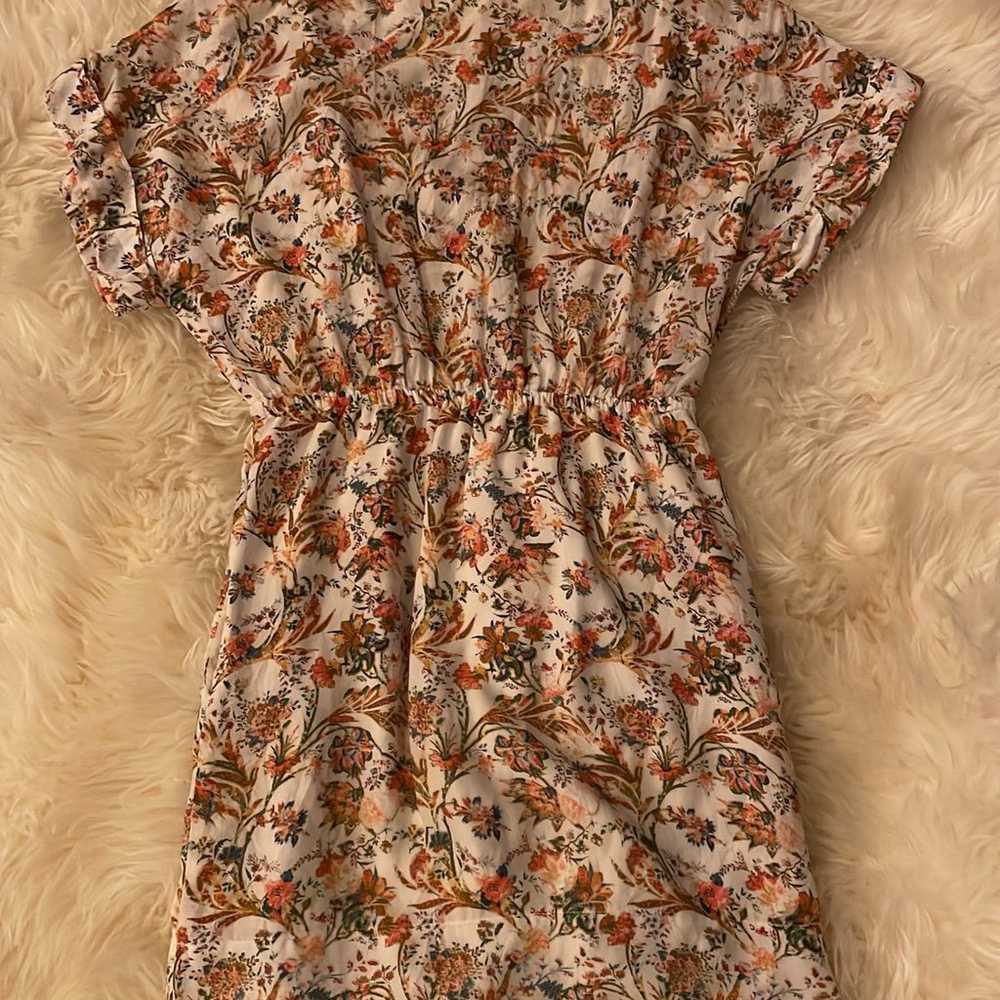 Zara Floral Dress XS midi mini short sleeve flora… - image 5
