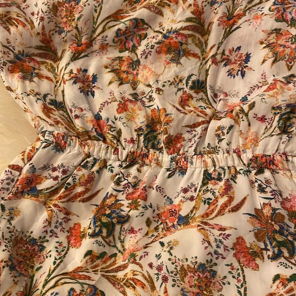 Zara Floral Dress XS midi mini short sleeve flora… - image 7