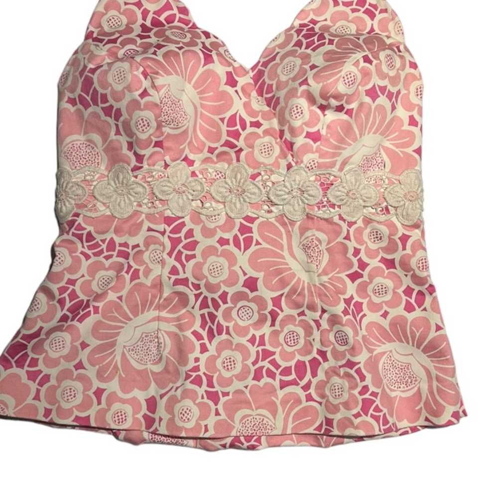 Lilly Pulitzer White label pink and white halter … - image 2
