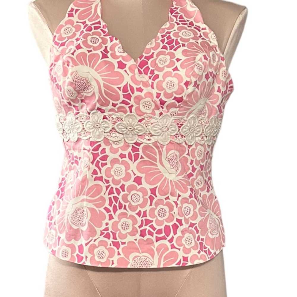 Lilly Pulitzer White label pink and white halter … - image 4