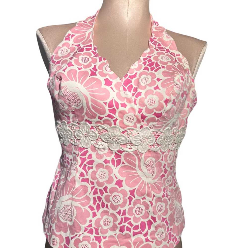 Lilly Pulitzer White label pink and white halter … - image 6
