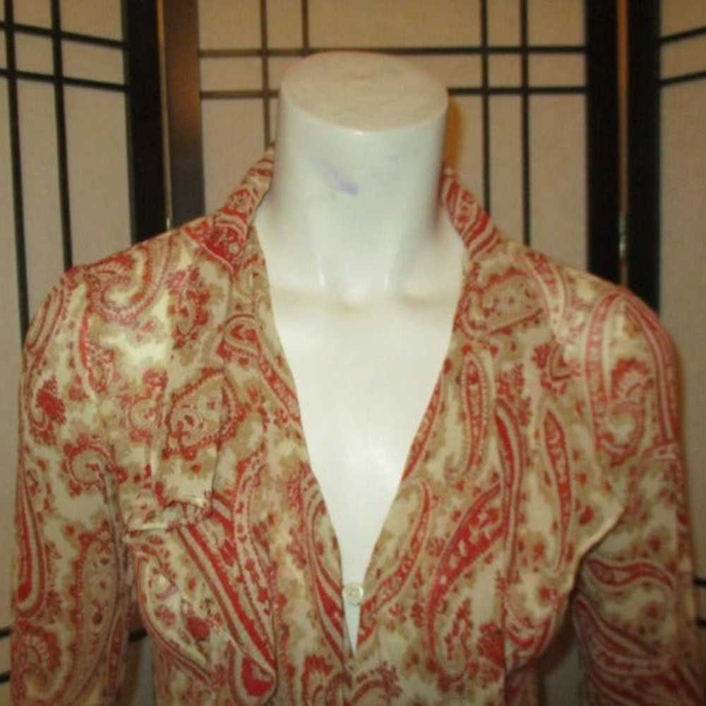 Express silk ruffled long sleeve blouse - image 2