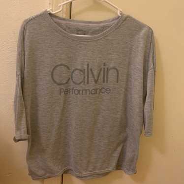 Calvin Klein Women's Performance Plus Logo Hoodie T-Shirt Grey Size 1X