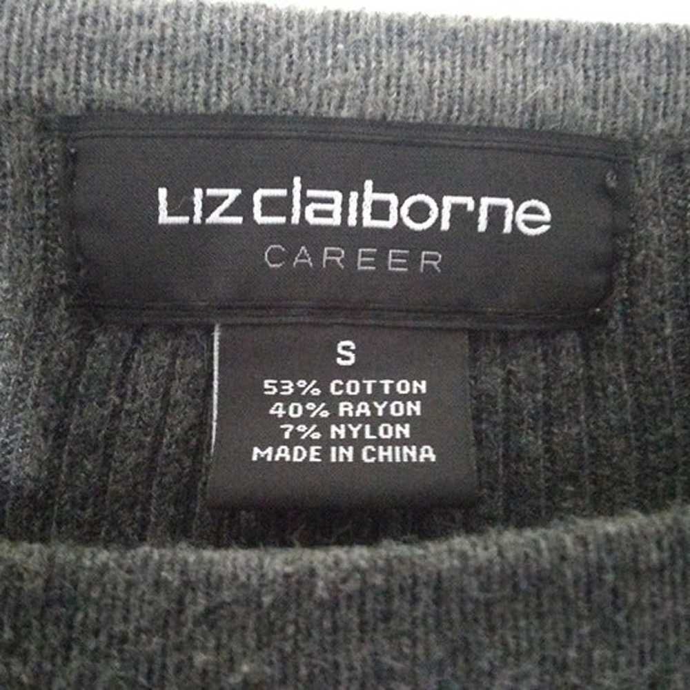 Vintage Liz Claiborne Small Grey Long-Sleeved Cot… - image 5