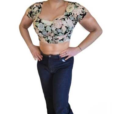 Vintage Frederick's of Hollywood Floral Cropped T… - image 1