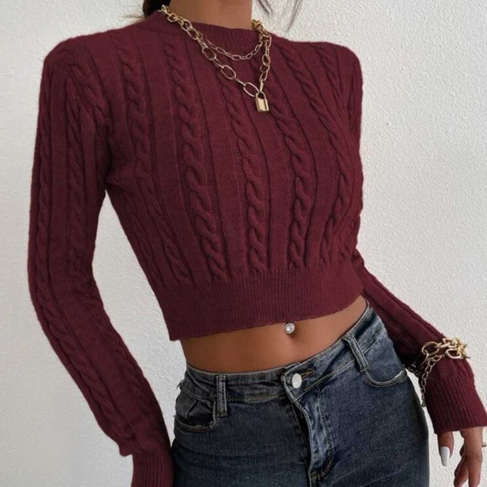 Cropped Cable Knit Sweater NWOT - image 1