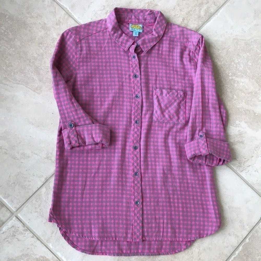 C&C California GRAY/PINK Flannel Shirt Size S - image 2