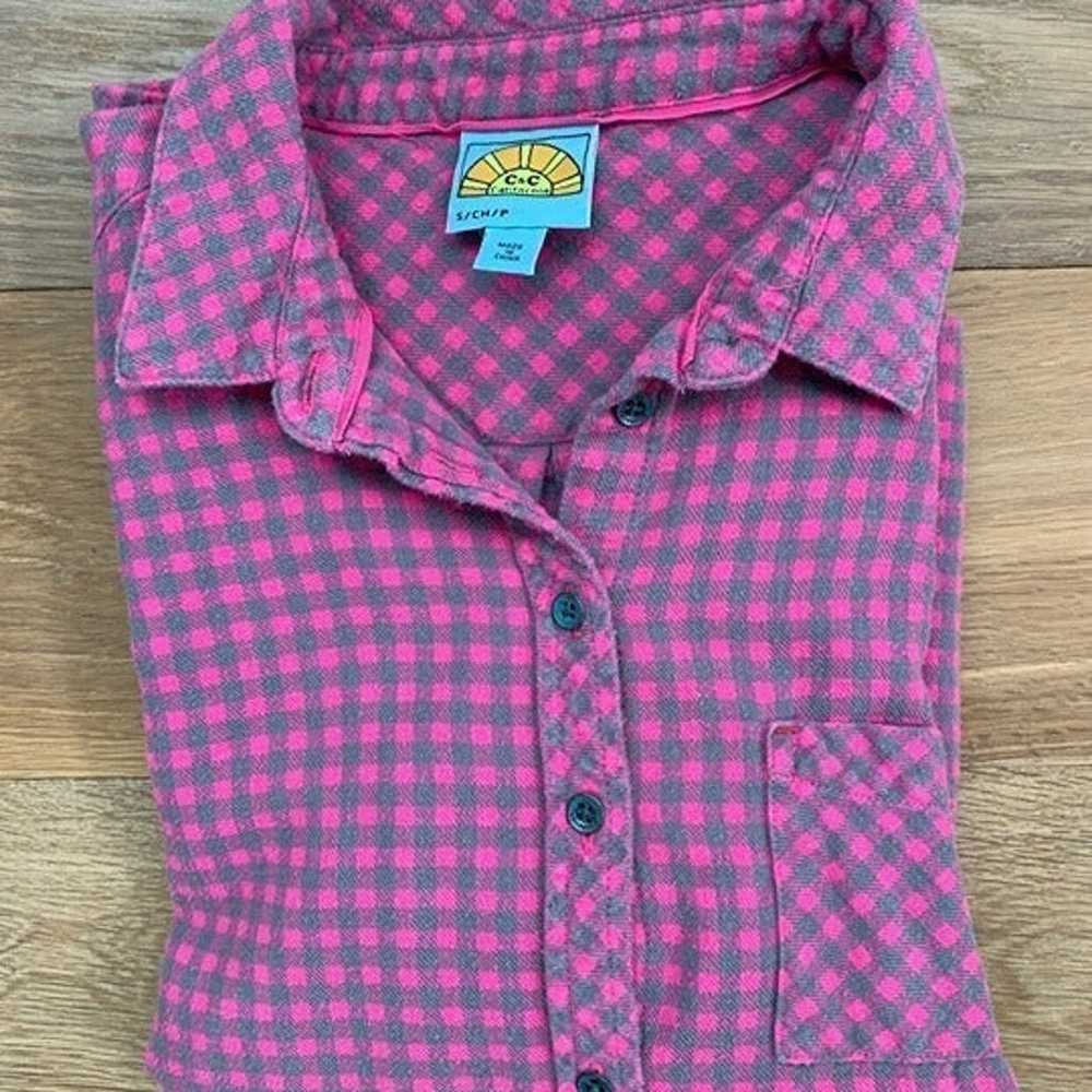 C&C California GRAY/PINK Flannel Shirt Size S - image 5
