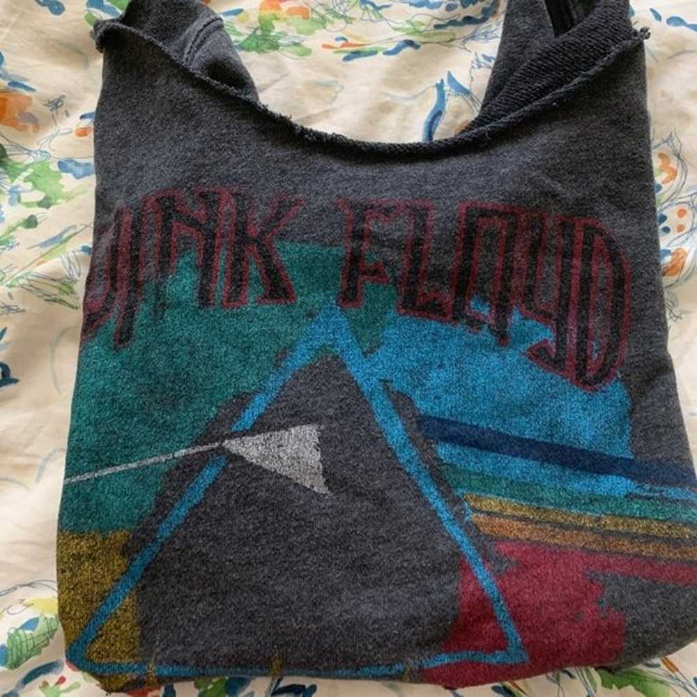 Hand Distressed Pink Floyd Cropped Sweat - image 2