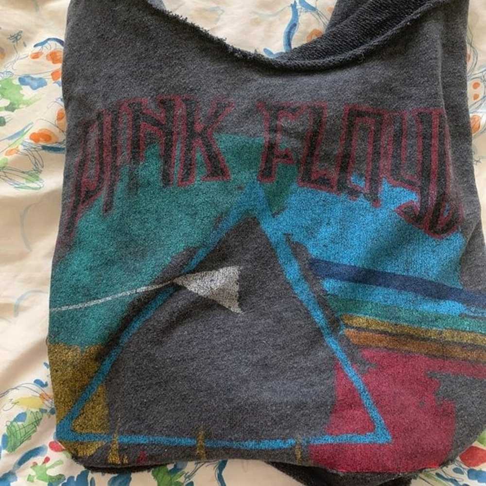 Hand Distressed Pink Floyd Cropped Sweat - image 4