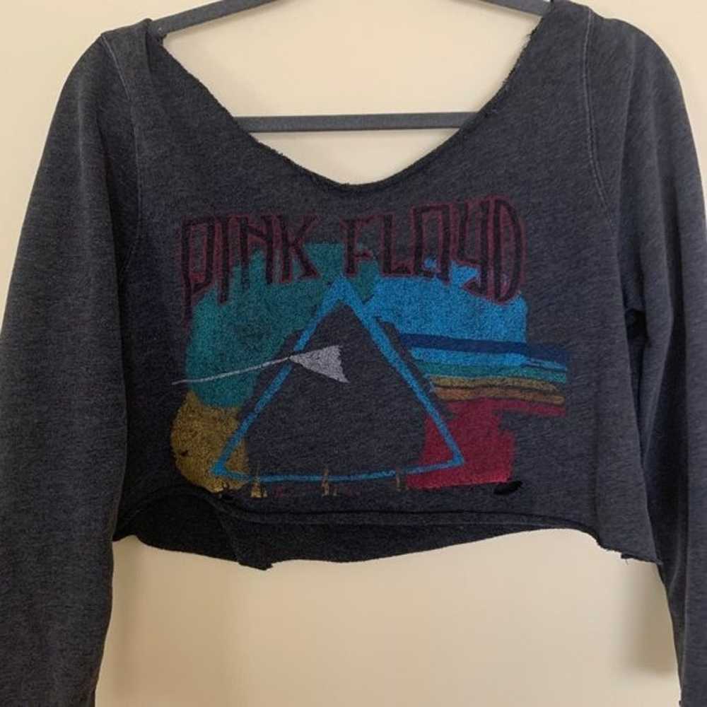 Hand Distressed Pink Floyd Cropped Sweat - image 5