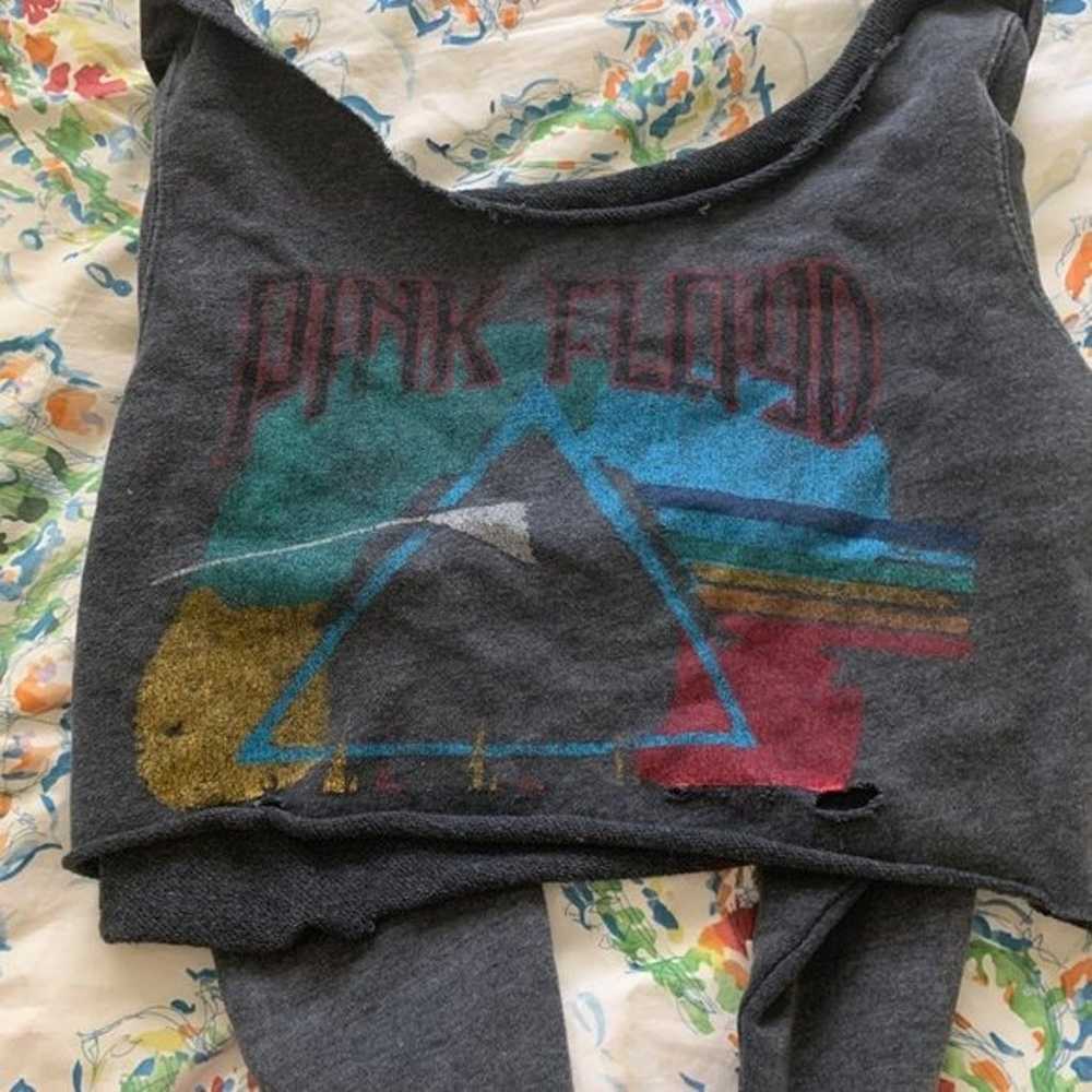 Hand Distressed Pink Floyd Cropped Sweat - image 6