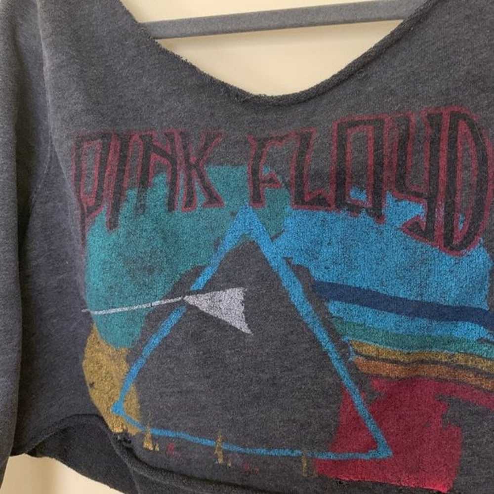 Hand Distressed Pink Floyd Cropped Sweat - image 7