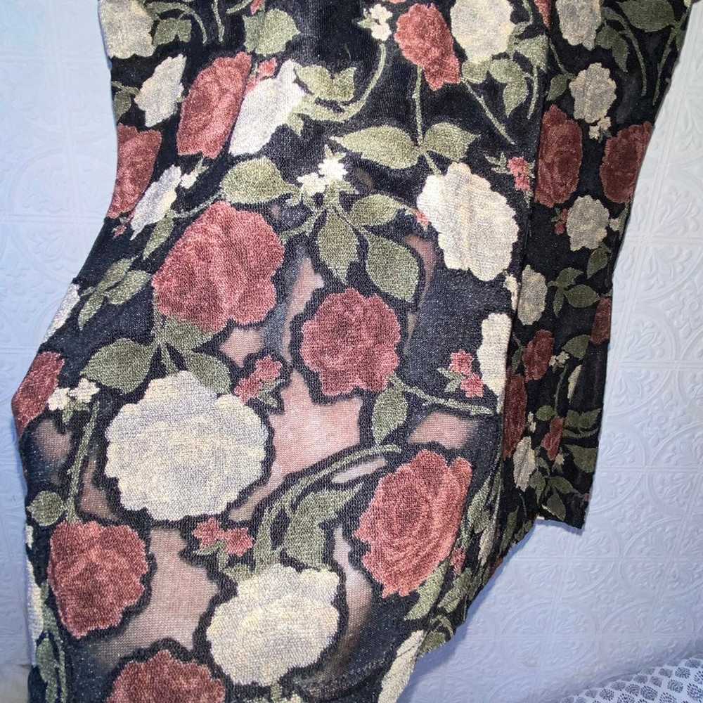 vintage floral turtleneck fitted top - image 4