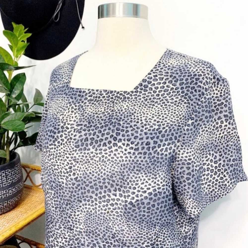 Vintage Anna and Frank Silk Grey Silver Leopard P… - image 7