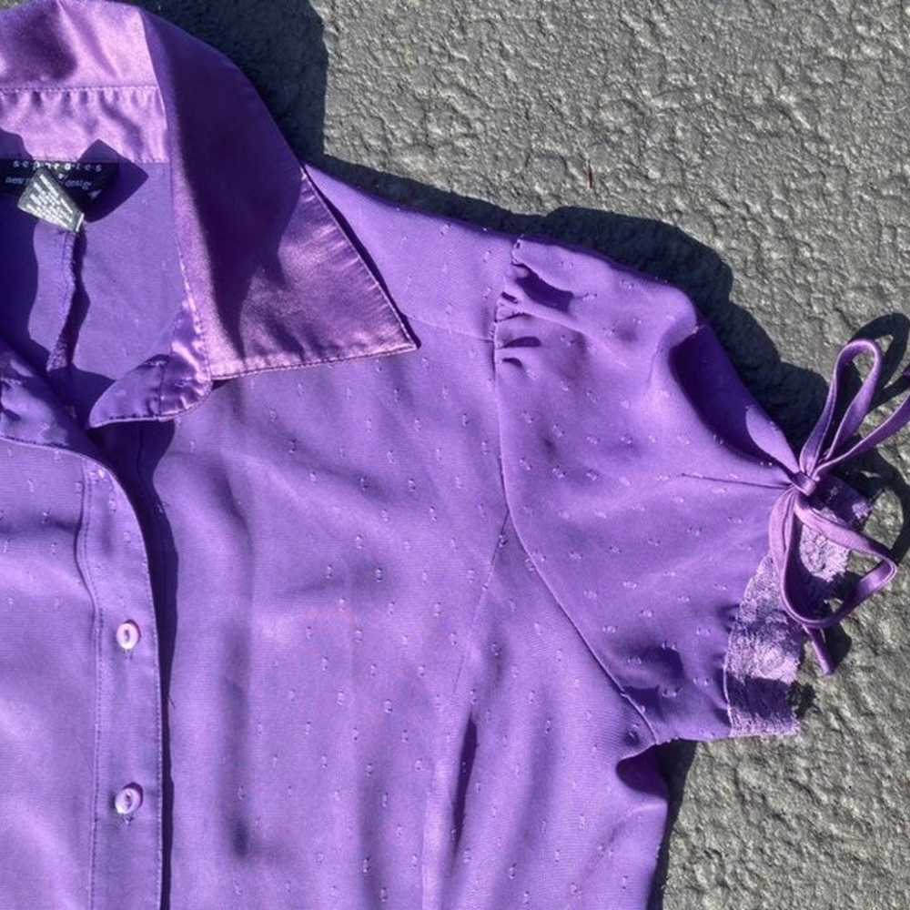 Vintage Sheer Purple Button Up Blouse - image 2