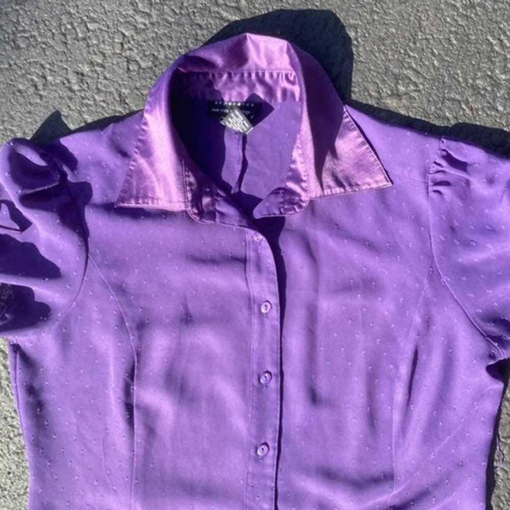 Vintage Sheer Purple Button Up Blouse - image 3