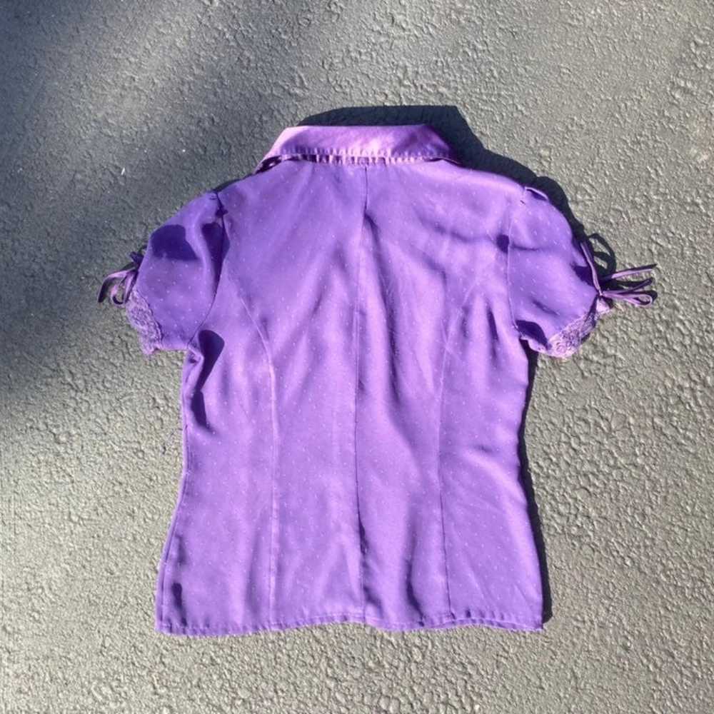 Vintage Sheer Purple Button Up Blouse - image 4