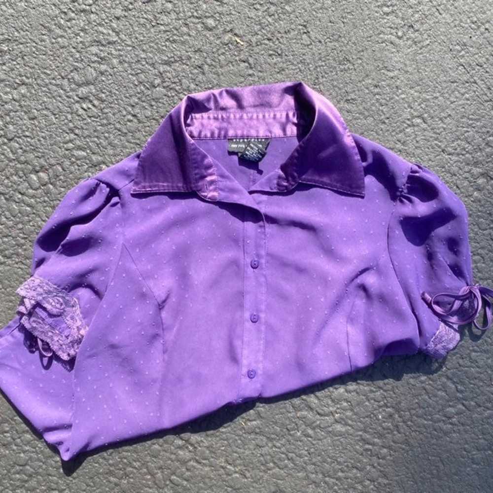 Vintage Sheer Purple Button Up Blouse - image 5