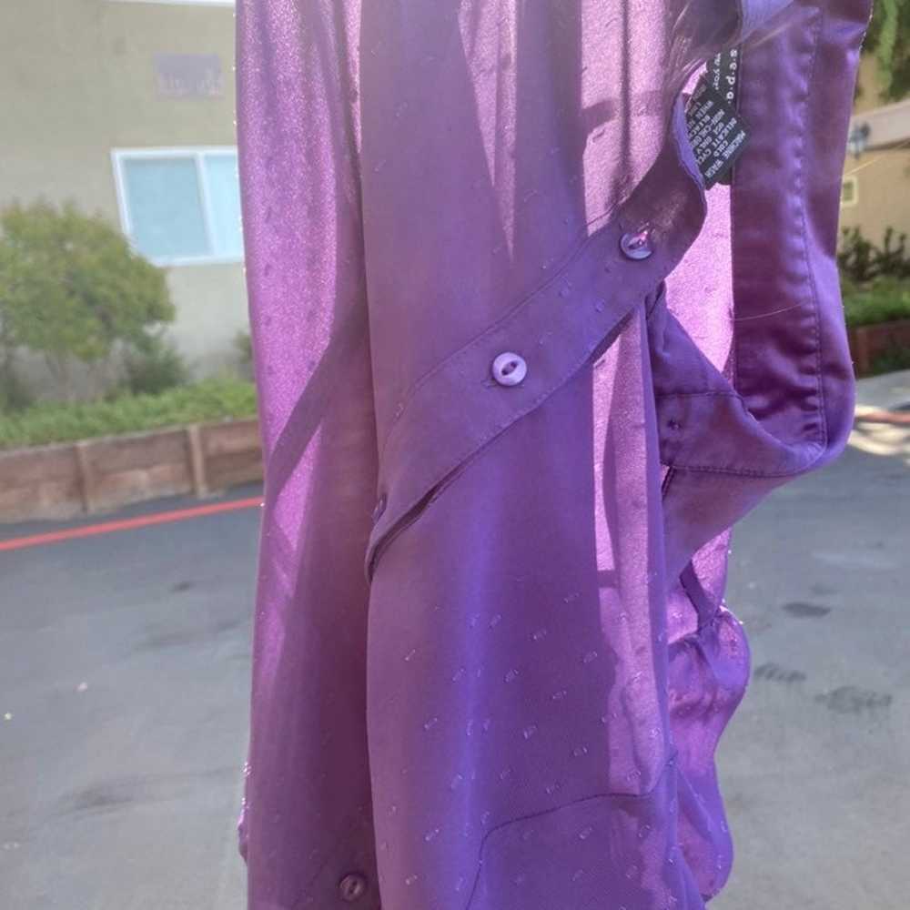 Vintage Sheer Purple Button Up Blouse - image 6