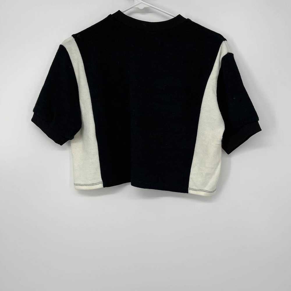 LF BLACK & WHITE PARTIAL ZIP SHORT SLEEVE CROPPED… - image 2