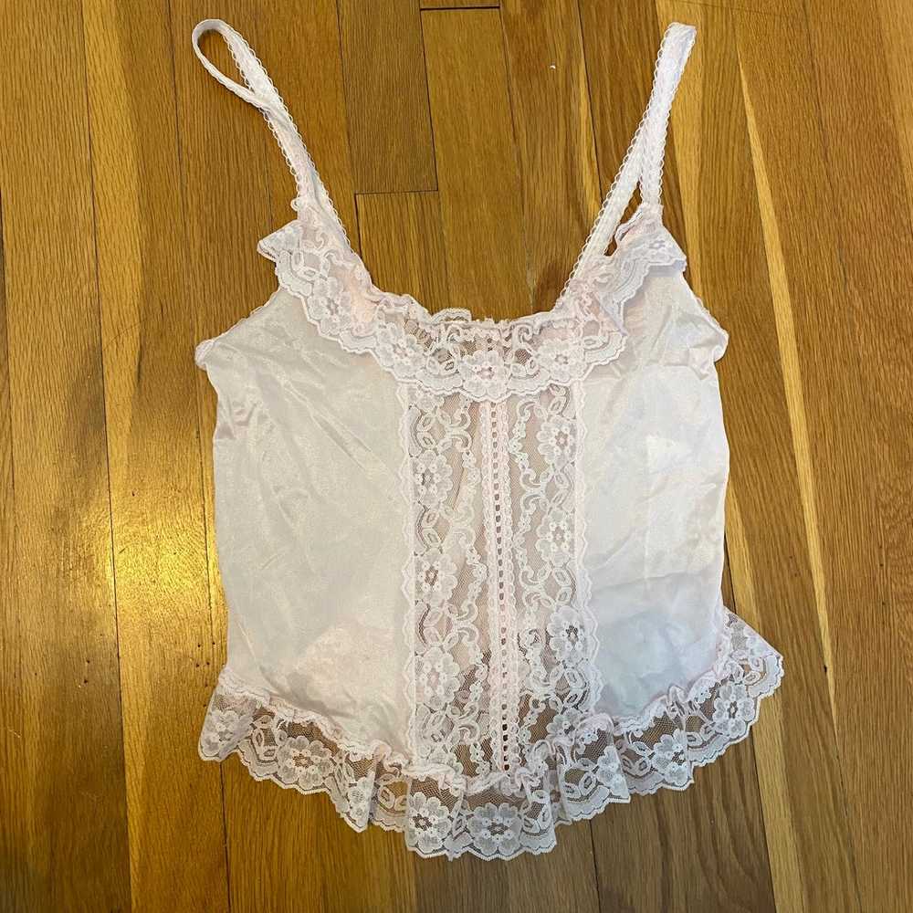 Vintage baby pale pink lace sheer floral sexy cam… - image 1