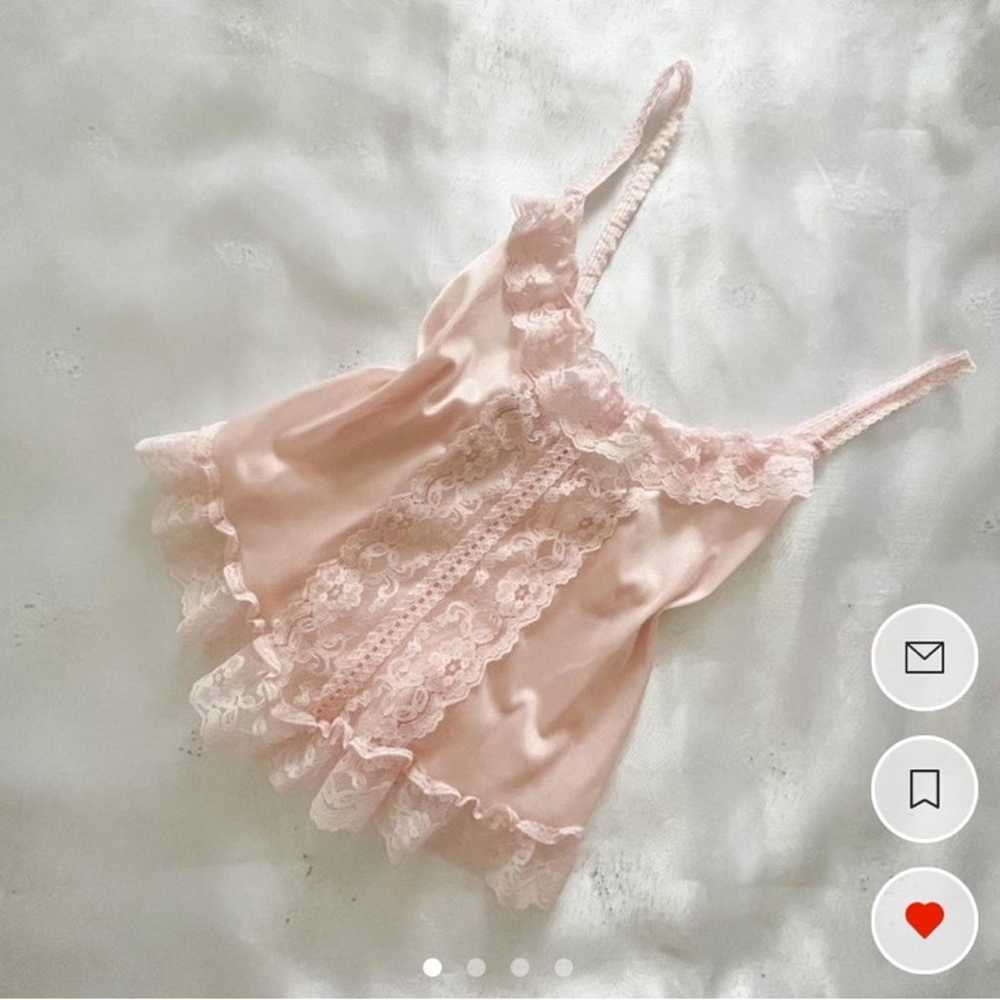 Vintage baby pale pink lace sheer floral sexy cam… - image 3