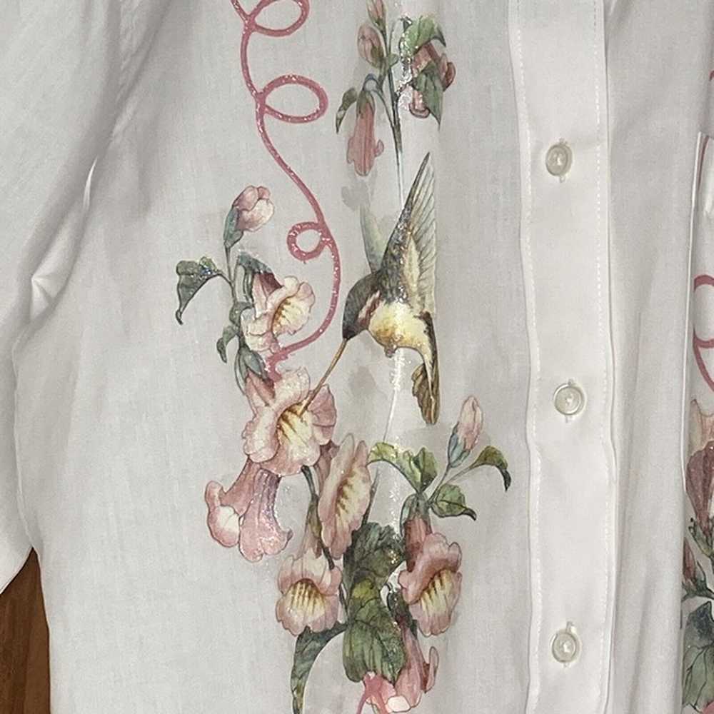 Vintage Las Olas Women Shirt S Hummingbird Floral… - image 3