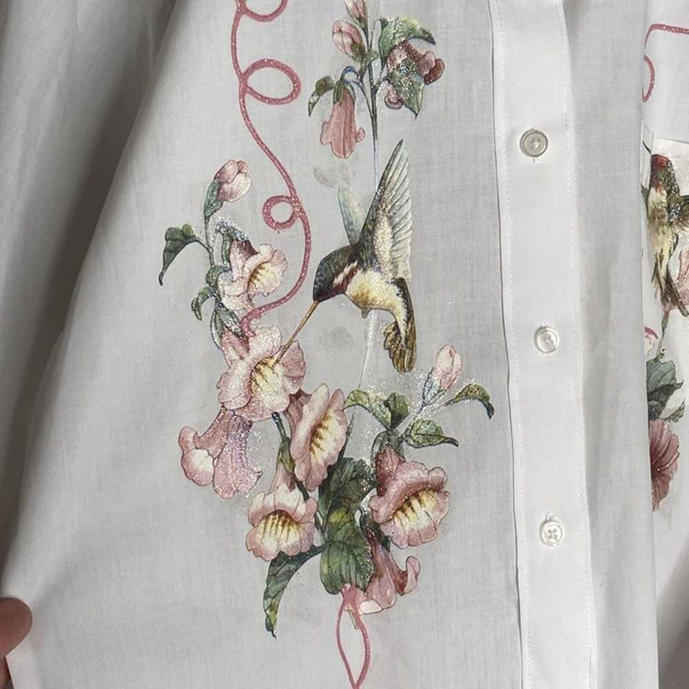 Vintage Las Olas Women Shirt S Hummingbird Floral… - image 5