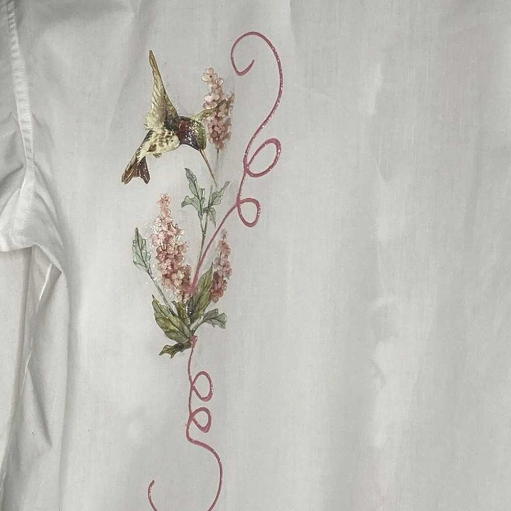 Vintage Las Olas Women Shirt S Hummingbird Floral… - image 7