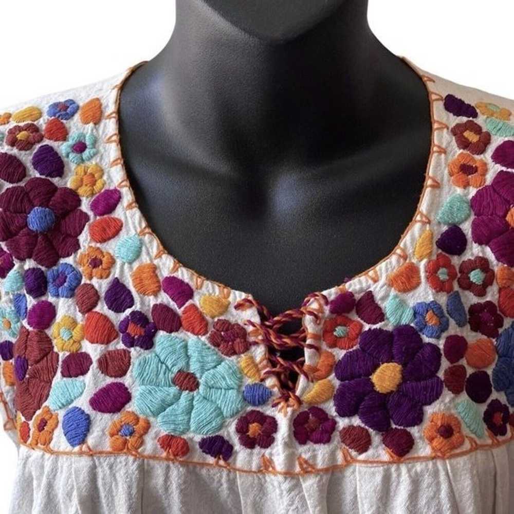 VTG Puff Short Sleeve Handmade Colorful Floral Em… - image 4