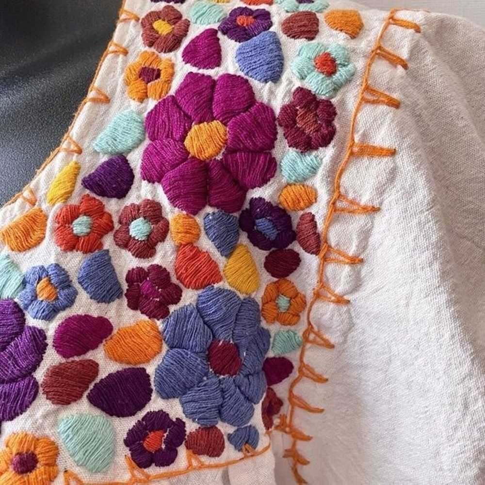 VTG Puff Short Sleeve Handmade Colorful Floral Em… - image 7