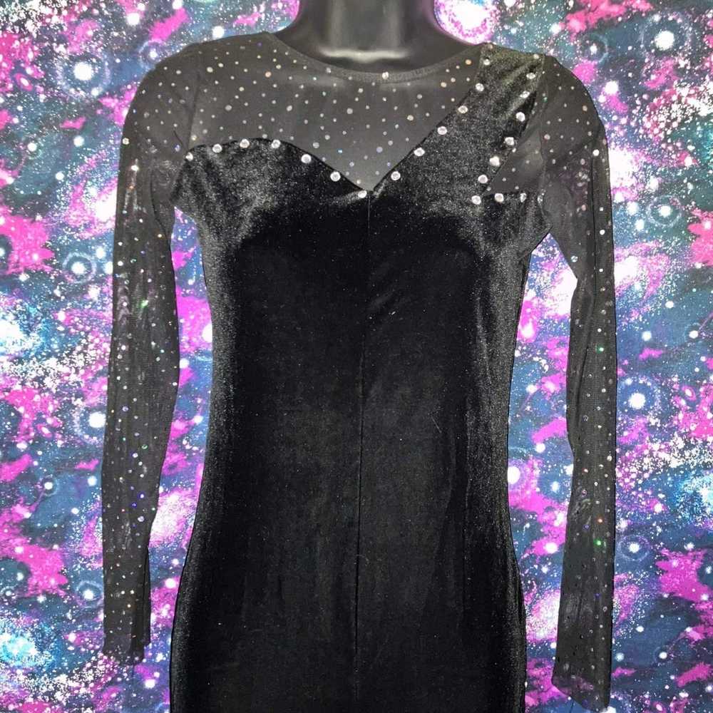Black Velvet Shimmer Dance Bodysuit - image 2