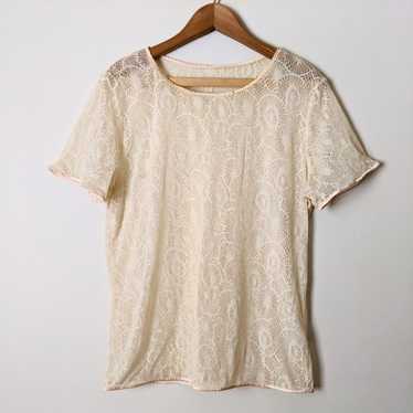 Cream Lace Tee Shirt M/L, American Apparel | shor… - image 1