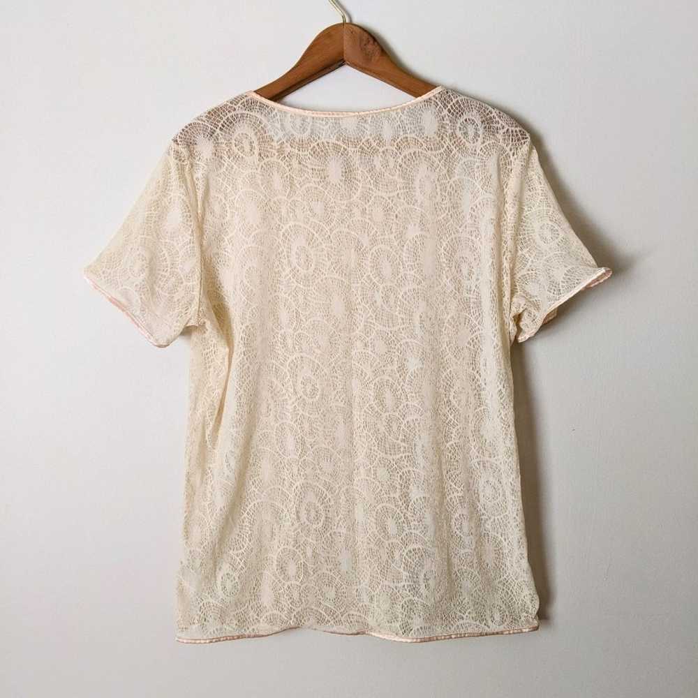Cream Lace Tee Shirt M/L, American Apparel | shor… - image 2