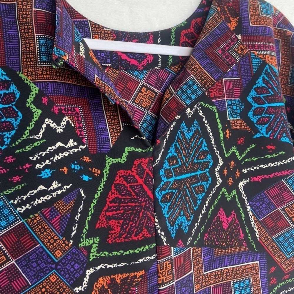NICOLA Vintage Colorful Short Sleeve Blouse Size … - image 5