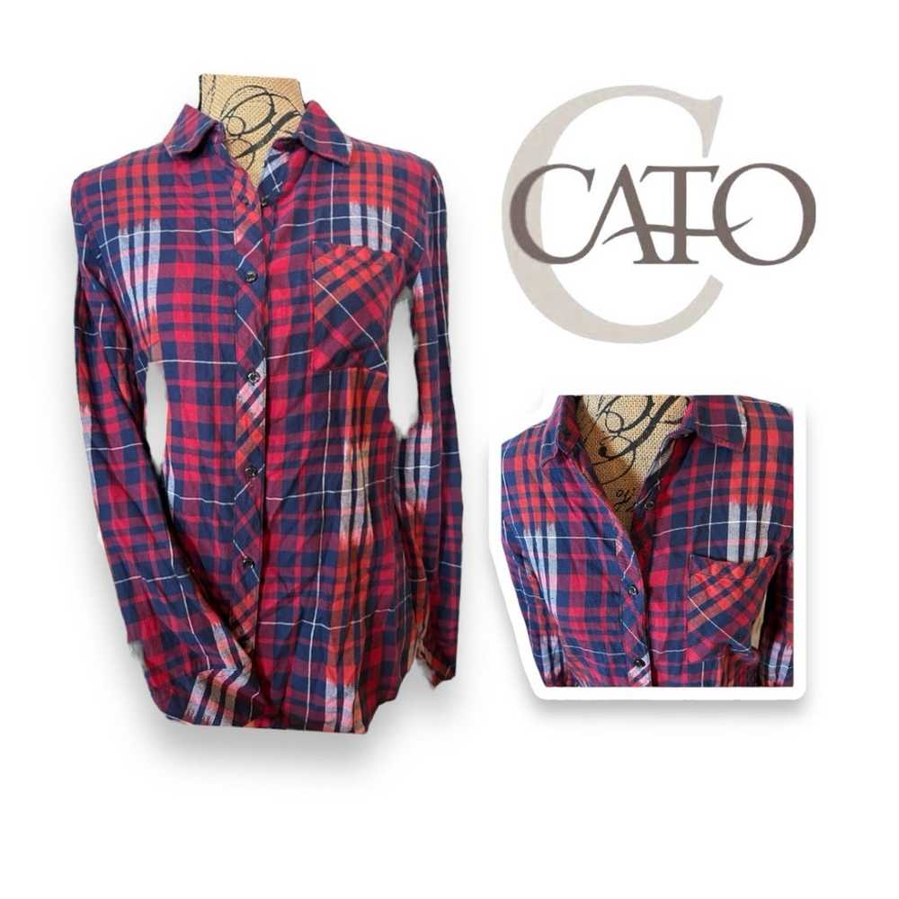 Cato brand western shirt long sleeve beautiful pl… - image 1