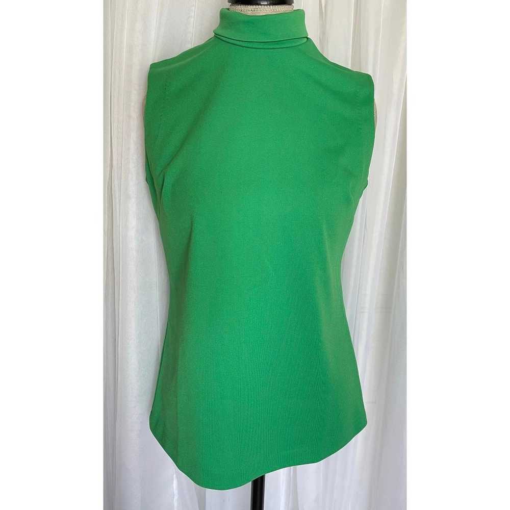 Vintage 60s Mod Green Sleeveless Blouse/ Tank Top… - image 1