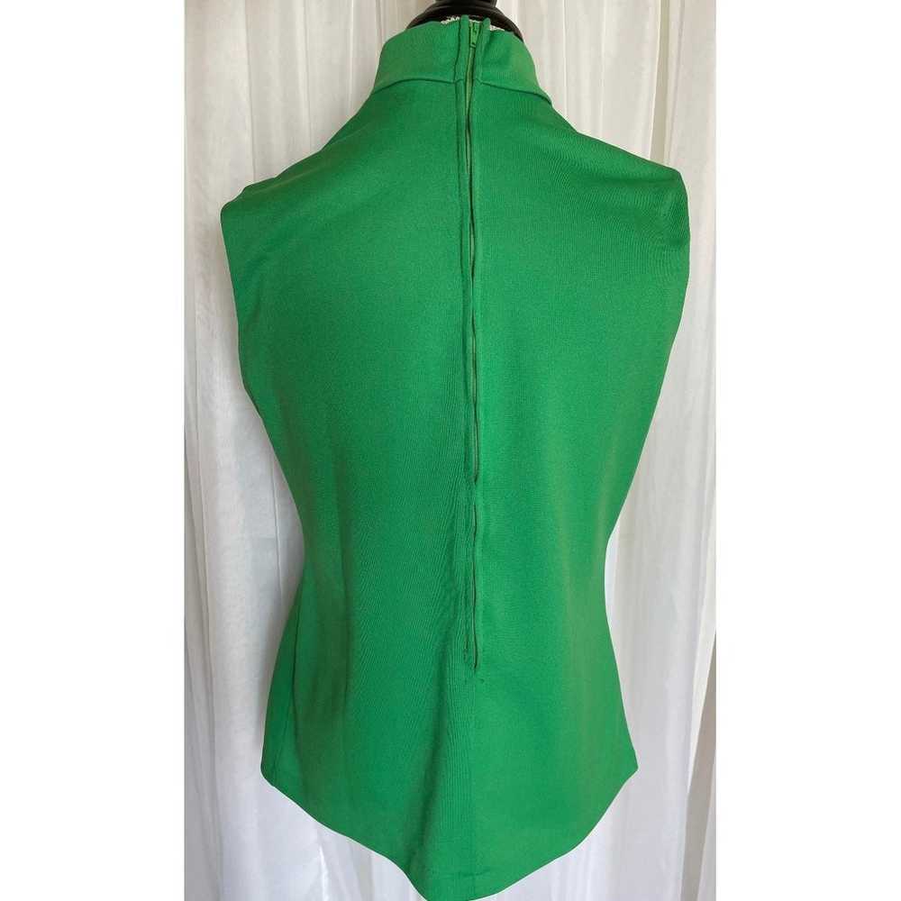 Vintage 60s Mod Green Sleeveless Blouse/ Tank Top… - image 2