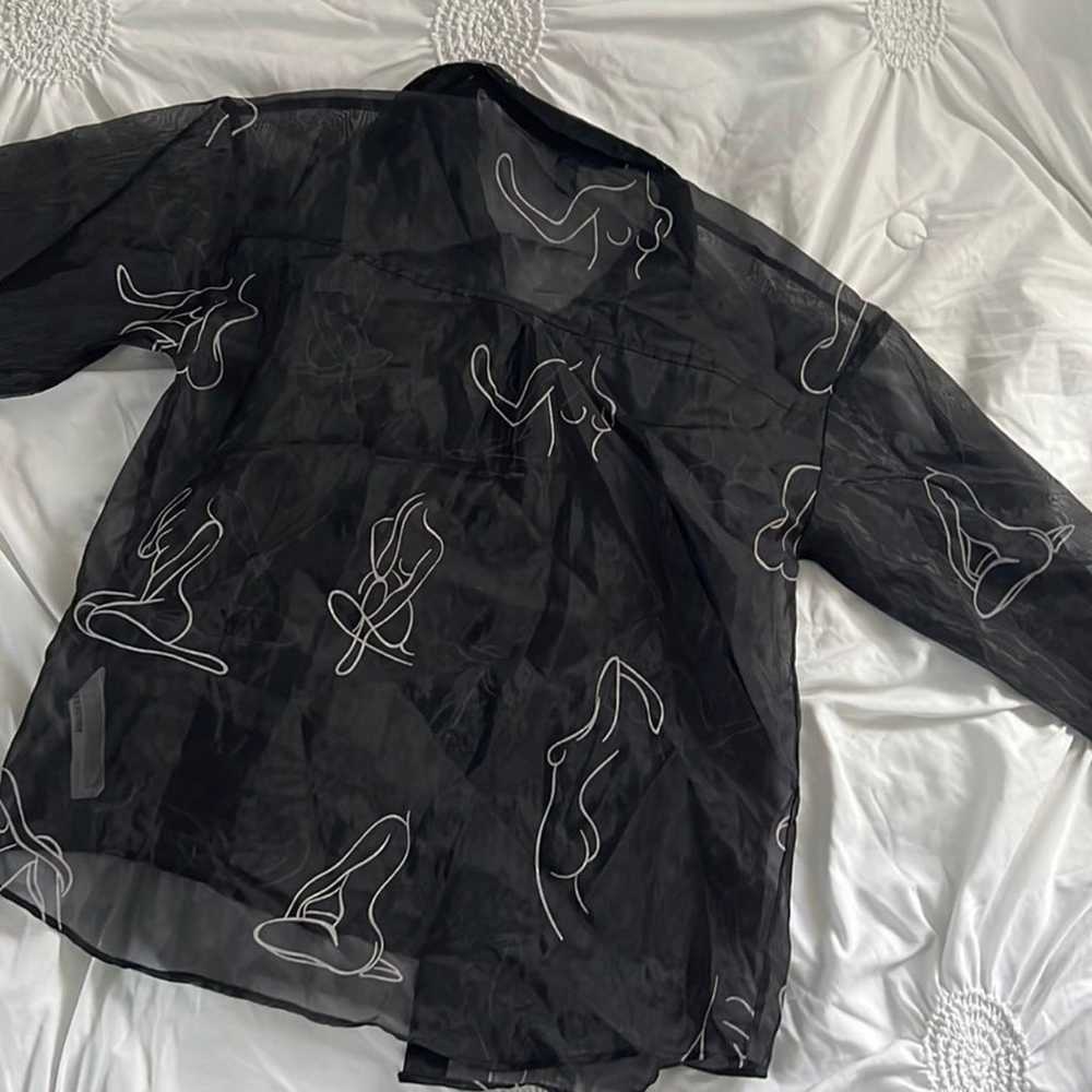 90s female body outline sheer button top - image 3