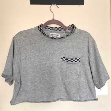 Vintage crop punk tee checkered 1990s - image 1