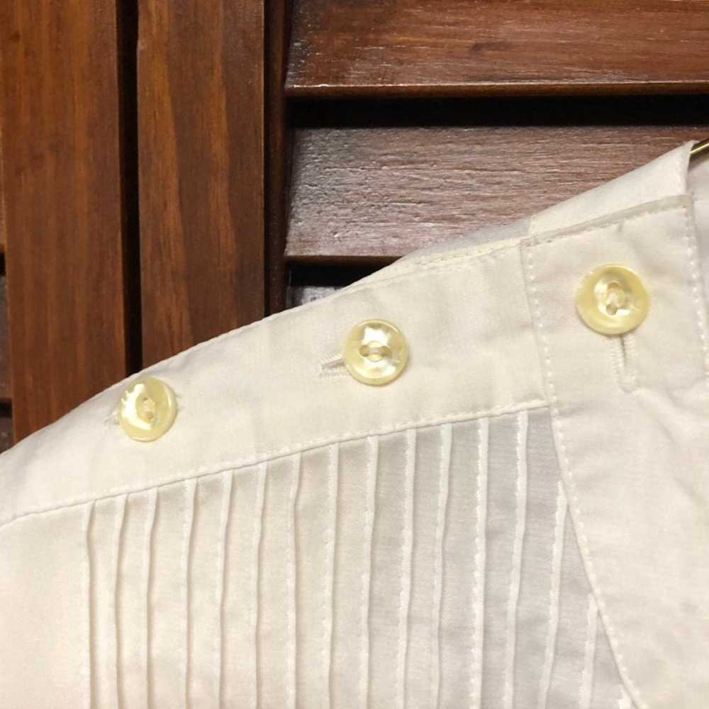 Vintage White Pintuck Pleated Blouse Short Sleeve - image 4