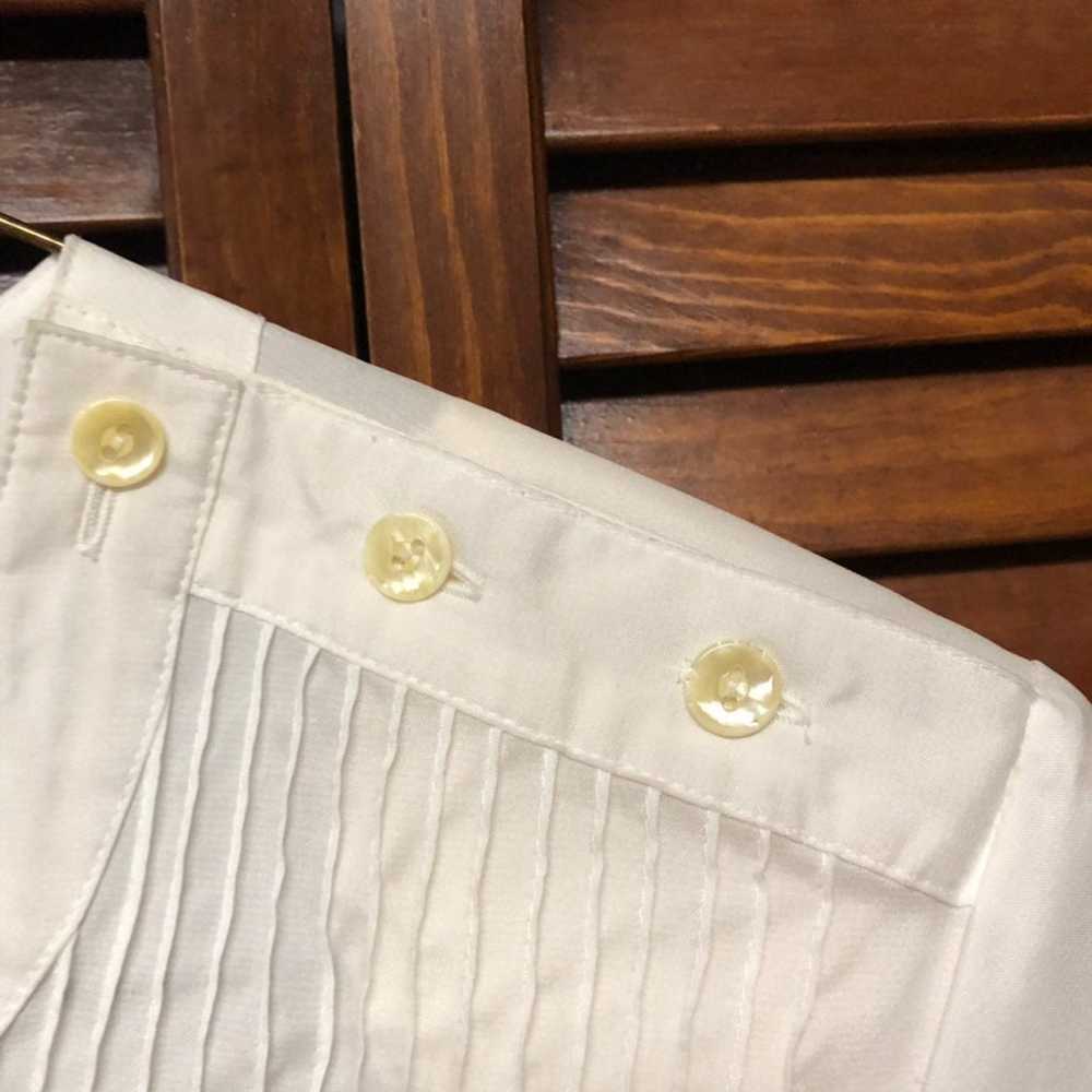 Vintage White Pintuck Pleated Blouse Short Sleeve - image 5